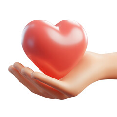 Obraz premium A gentle hand holding a glowing pink heart for expressing love, care, and affection in various settings like relationships or charity
