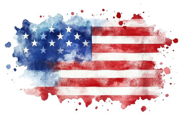 usa america flag in watercolor splash isolated on white or transparent png