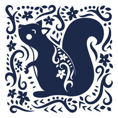 pattern ornament flower squirrel design illustration.