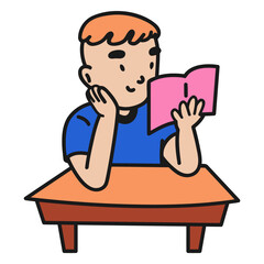  reading boy color stroke.