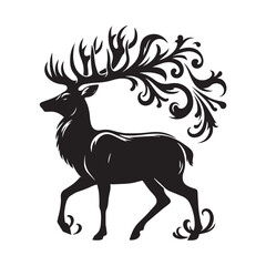 Obraz premium Elegant Black and White Silhouette of a Majestic Deer