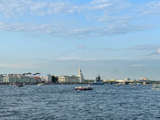 View of the Neva River in the center of St. Petersburg, Russia