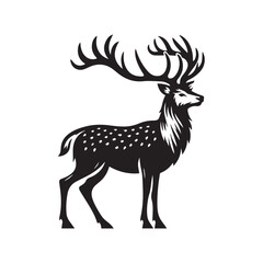 Elegant Black and White Silhouette of a Majestic Deer