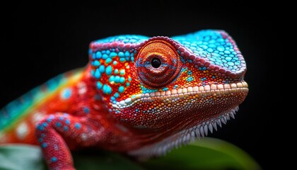 Obraz premium Vibrant chameleon close-up
