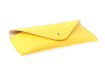 One yellow glasses case isolated on white