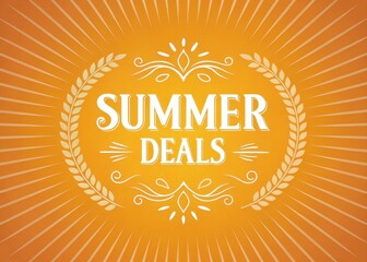 Summer sale promotion with special deals and discount. Bright orange background featuring "Summer Deals" in bold white text with decorative elements.