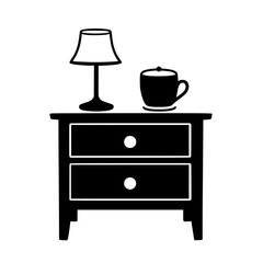 Cottage Bedside table, furniture vector art, interior design