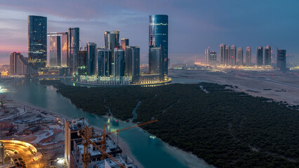 Buildings on Al Reem island in Abu Dhabi timelapse from above. © HyperlapsePro