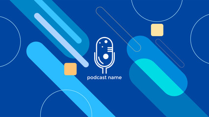 ABSTRACT TEMPLATE PODCAST FLAT BLUE COLOR BACKGROUND VECTOR. GOOD FOR COVER DESIGN, BANNER, WEB,SOCIAL MEDIA