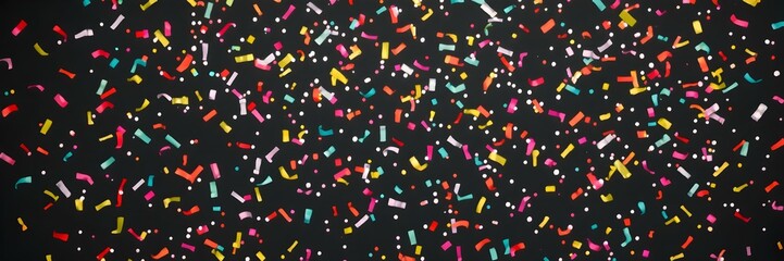 Obraz premium Confetti Celebration: A vibrant explosion of colorful confetti showers down against a dark backdrop, creating a festive atmosphere filled with joy and celebration.