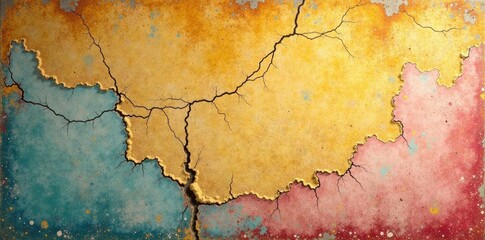 Obraz premium Distressed plaster walls with cracks and chips, cracks, faded