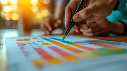 Dynamic Marketing Team Collaboration with Charts and Data Analysis for Strategy