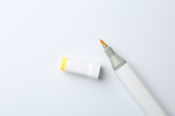 One color marker on white background, top view. Space for text