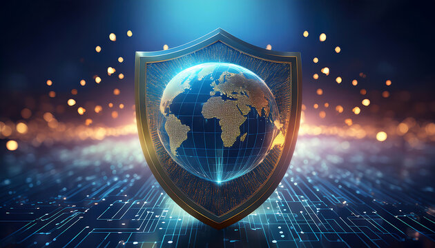 digital world map with binary code for security - Powered by Adobe