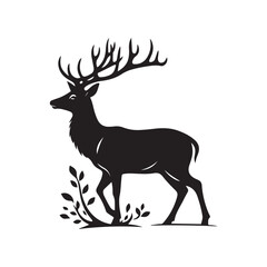 Obraz premium Elegant Black and White Silhouette of a Majestic Deer