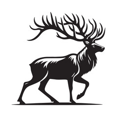 Elegant Black and White Silhouette of a Majestic Deer