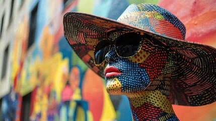 Obraz premium Modern Fashion Display with Colorful Sunhat and Stylish Sunglasses