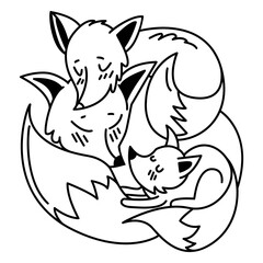 Obraz premium animals mom and baby fox stroke.