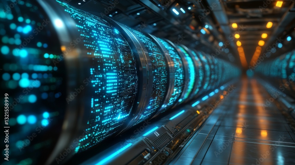 Poster An intricate environment showcasing quantum processors engaged in complex computations.