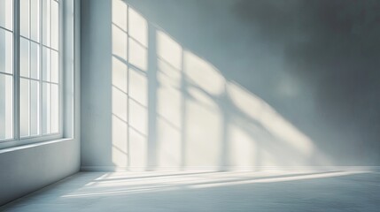Obraz premium Matte gray backdrop with natural light shadows creating an airy, professional setting for product images