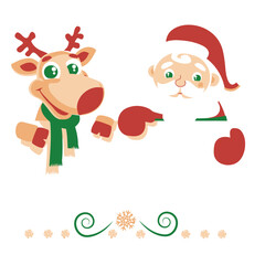 santa reindeer holding message.