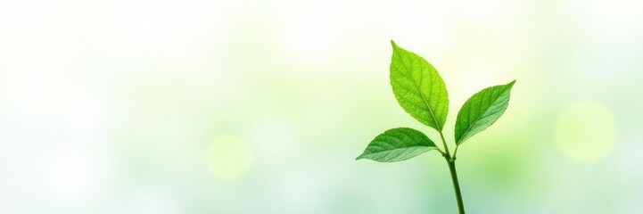 Obraz premium Green stem with leaves isolated on white background, plant, botanical, growth