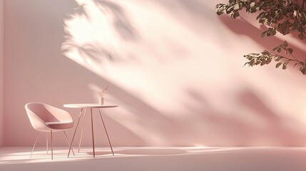 Modern pastel pink scene with a sophisticated mix of light and shadow for a contemporary design look