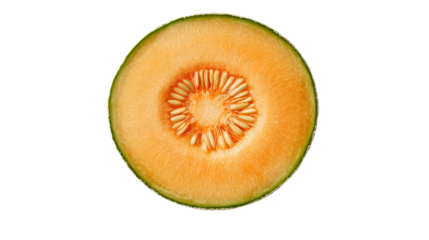 Cutting a halved cantaloupe in brightly lit kitchen food photography freshness concept