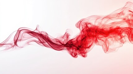 Fototapeta premium Abstract red smoke swirling gracefully against a soft white background, creating an ethereal and calming atmosphere