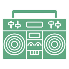 boombox casette flat green.