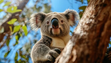 Obraz premium Aussie marsupial in eucalyptus tree