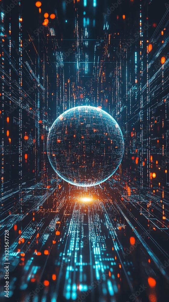 Poster digital sphere in cyber space network data visualization