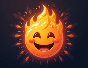 Happy Fire Emoji Illustration Digital Art