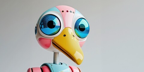 Colorful Robotic Spoonbill Toy Character with Playful Design and Friendly Features for Kids and Collectors