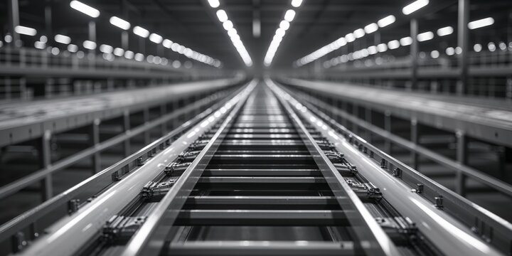 Automated Conveyor Belt System in a Large Distribution Warehouse.