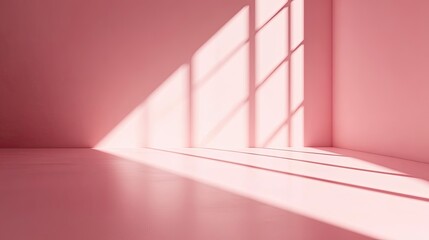 Subtle pink background with a smooth floor and natural shadows for a serene, minimalist setting