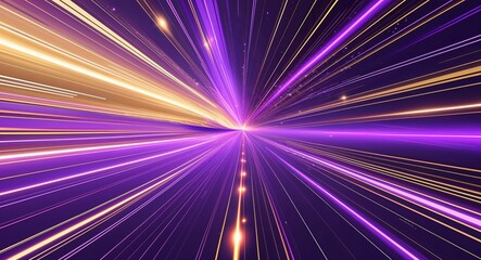 Obraz premium Purple gold abstract anime motion background with burst rays speed light effect
