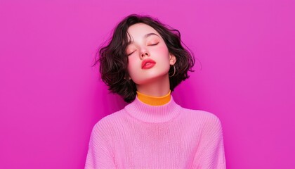 Fototapeta premium Trendy young woman in vibrant colors