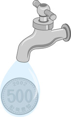 수도꼭지에 물방울이 떨어지는 모양