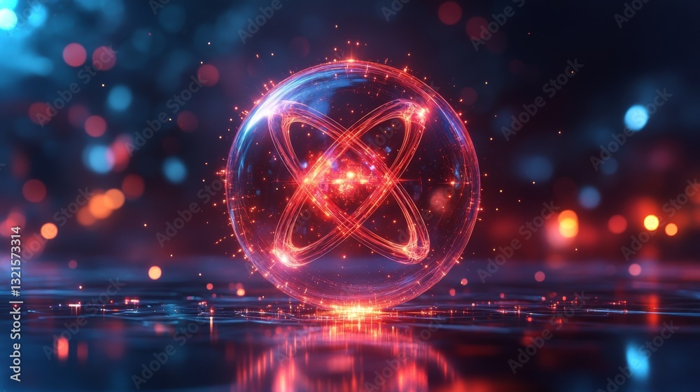 Poster A striking visual representation of quantum mechanics illustrates qubit states and entanglement, highlighted by glowing particles and a dynamic, colorful background.