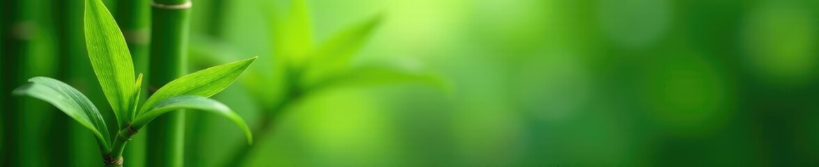 Single isolated bamboo shoot with tender leaves, botanical, small