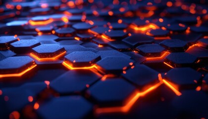 Obraz premium Abstract hexagonal pattern, glowing