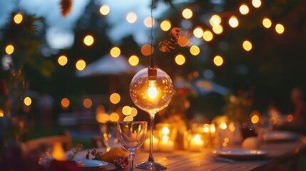 Outdoor garden party, soft light