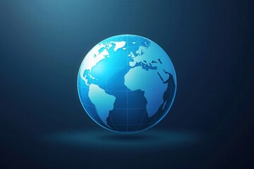 AI and Big data network connection background. 3D globe illustration with a blue color scheme and grid lines on a dark background.