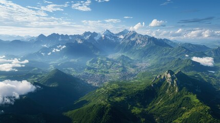Fototapeta premium Alpine valley panorama