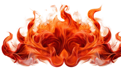 Abstract red flame isolated on transparent background, PNG cutout image for artistic designs and creative graphics