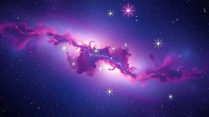 Obraz premium Cosmic nebula in purple space background for astronomy presentations, science blogs, educational materials, and space-themed designs with copy space
