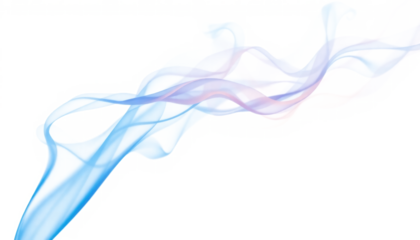 Blue smoke trail isolated on transparent background, PNG cutout image for artistic and creative designs