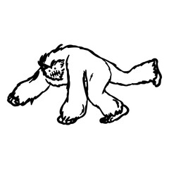 Obraz premium yeti crouching side view.