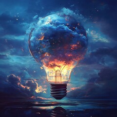 Illuminate Your Ideas with Glowing Light Bulb - Creative Concept for Innovation and Solutions